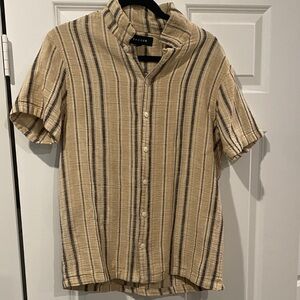 PacSun Men's Casual Beige and Black Striped Shirt